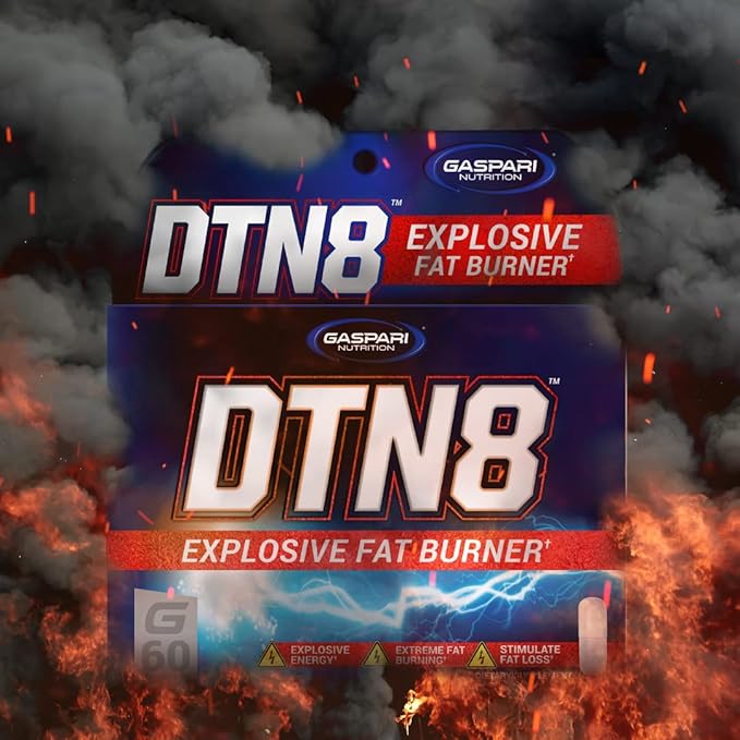 Gaspari Nutrition DTN8: Explosive Fat Burner Natural Energy and Mental Focus Adrenal and Stress Support (60 Capsules)