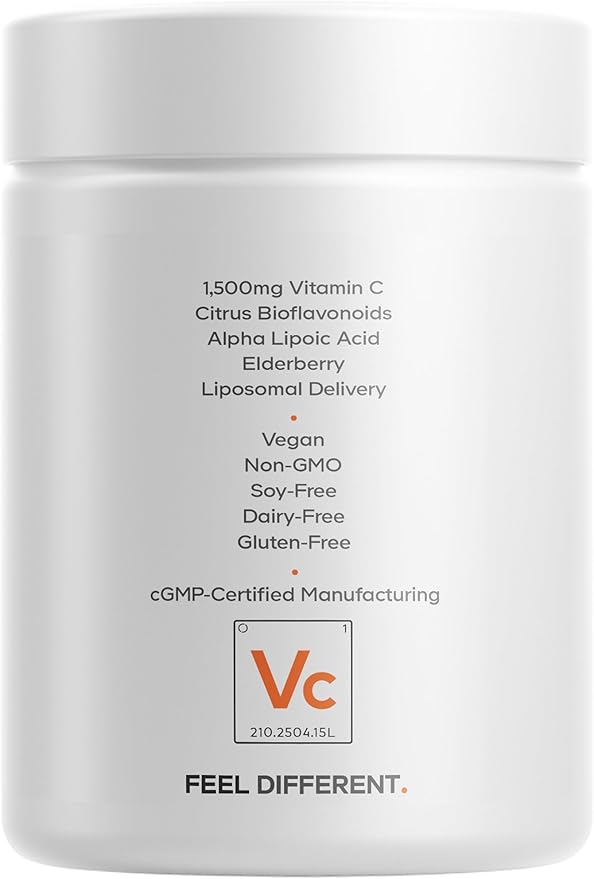 Codeage Liposomal Vitamin C Vitamins with Zinc Elderberry Citrus Bioflavonoids Ascorbic Acid Quercetin &amp Rose Hips Fruit Vitamina C Liposomal Supplement Pills - Non-GMO Vegan - 90 Capsules