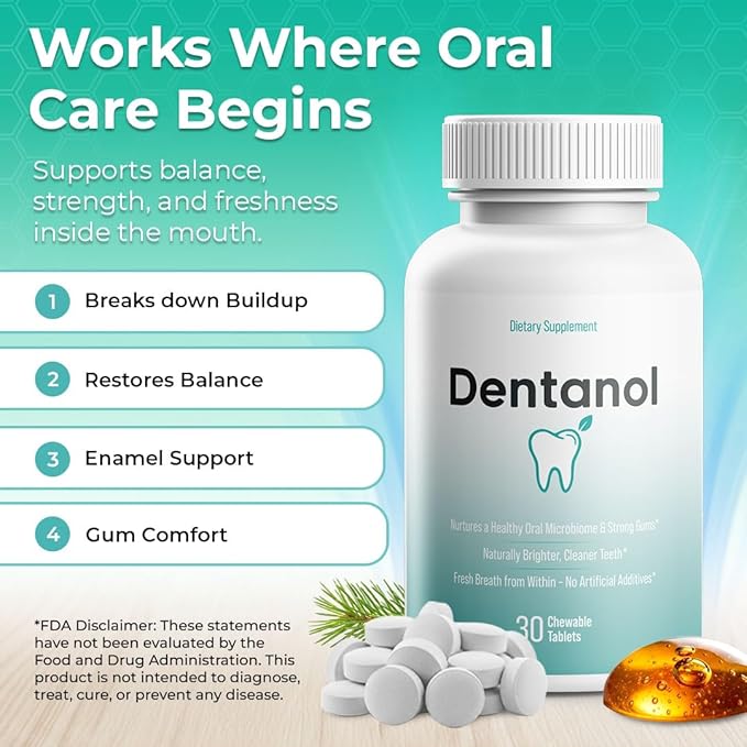 Oral Probiotic Supplement – Arctic Pine Resin &amp 4 Probiotic Strains – Supports Gum Health Fresh Breath &amp Oral Microbiome Balance – 30 Chewable Tablets