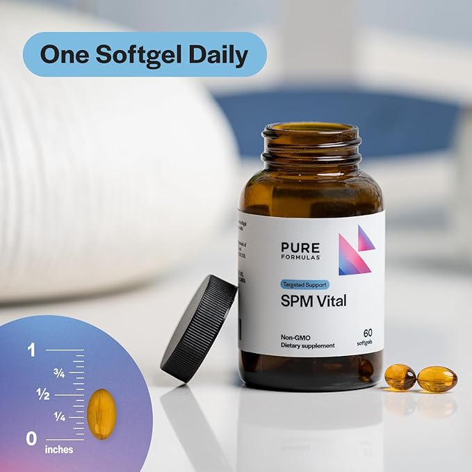 PureFormulas SPM Vital - 3 Active Specialized Pro-Resolving Mediators for Tissue Health &amp Minor Discomfort from SPM Fish Oil - Omega 3 Fatty Acids Supplement Non-GMO 60 Softgels