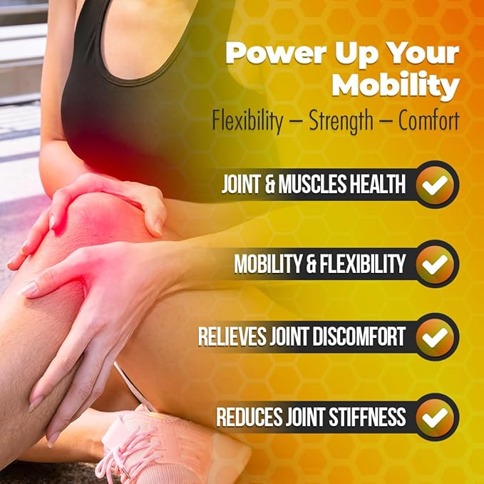 Bee Flex Joint Support Supplements - Glucosamine &amp Turmeric for Joint &amp Muscle Health Enhanced Mobility Flexibility and Comfort - Natural Cartilage Support Complex - 60 Capsules (1)