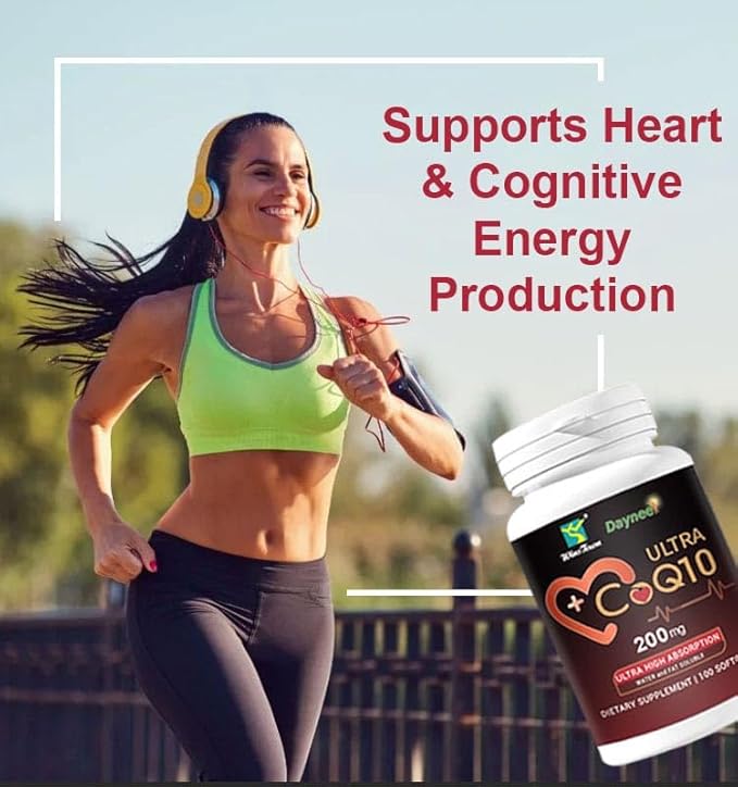 CoQ10 200mg Softgels with Vitamin E–High Absorption Coenzyme Q10 Supplement for Heart Health&ampCellular Energy Support Non-GMO Gluten-Free 100 Softgels