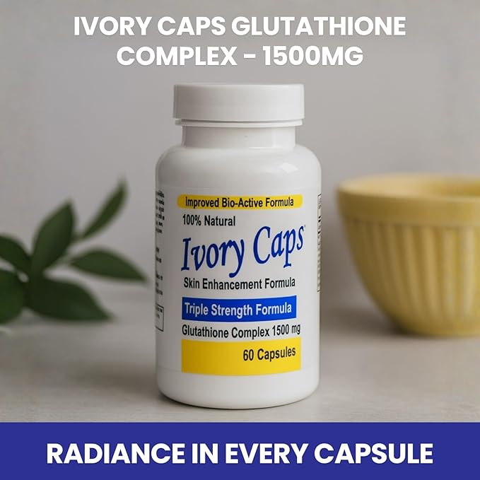 Ivory Caps Glutathione Complex 1500mg – Triple Strength Skin Enhancement Formula with Alpha Lipoic Acid &amp Milk Thistle – High Potency Glutathione Capsules – Vegan Non-GMO – 60 Capsules x 5 Bottle