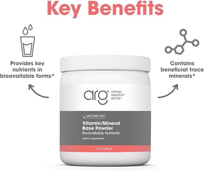 Metabolic Maintenance Vitamin Mineral Base Powder - Iron Free Multivitamin with Active B Vitamins + Chelated Minerals (340 Grams 60 Servings)