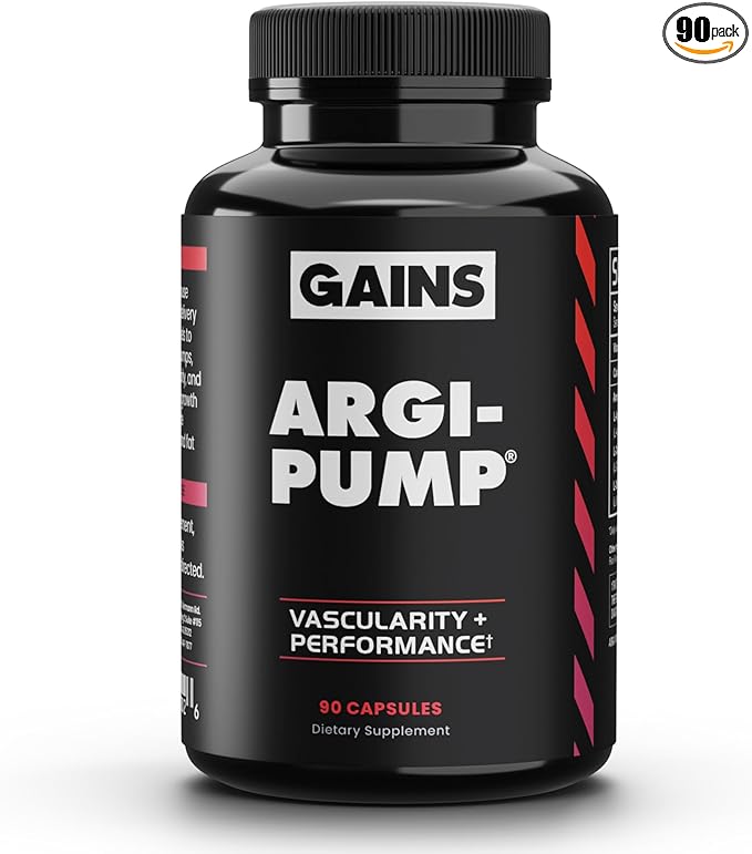 Gains in Bulk L Arginine Amino Acids Supplement for Nitric Oxide Support Supplements for Men with L-Arginine L Citrulline and L Ornithine Muscle Pump Energy and Heart Health Support 90 Capsules
