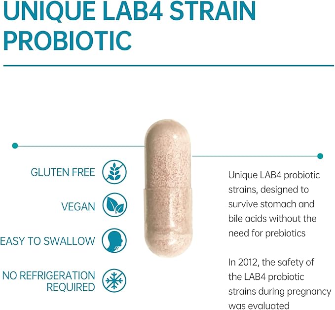 purmeo Balanced Probiotic for Gut &amp Digestive Health with Lab4 Strains - Bloating Gas Constipation IBS &amp Diarrhea Support for Men &amp Women Shelf Stable Vegan Gluten Free 60 Days Supp