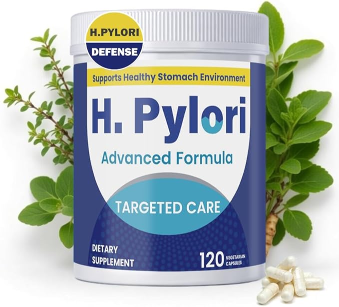 H. Pylori Capsules with 100 Billion CFU Mastic Gum Berberine Lactobacillus Reuteri Zinc Carnosine &amp Green Tea | for Stomach Comfort Gastritis Digestion Gut Microbiome &amp Gut Health | 120