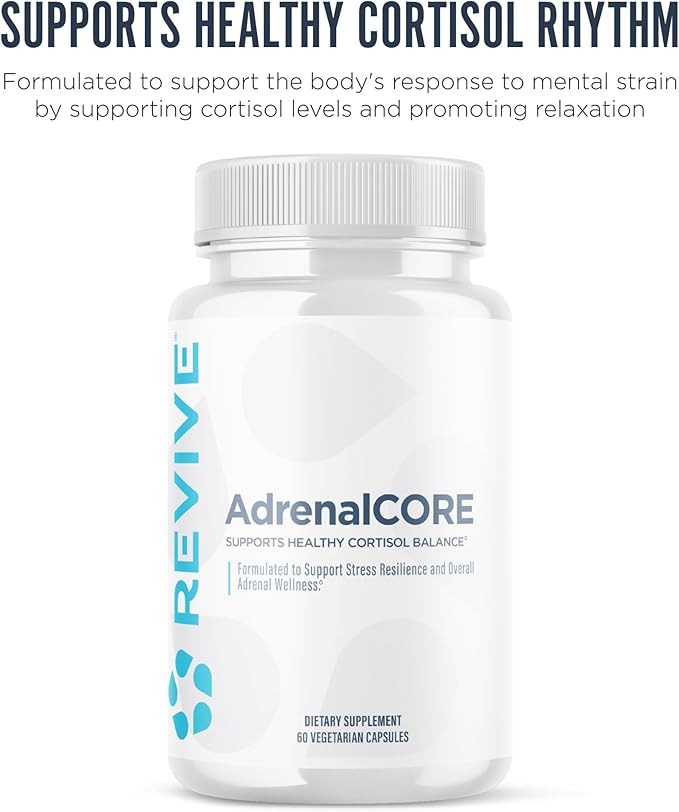 Revive MD Adrenal Support Supplements for Fatigue - Natural Cortisol Manager &amp Supplement with Rhodiola Rosea &amp Ashwagandha Promotes Energy Levels &amp Mental Performance - Men &amp Women -