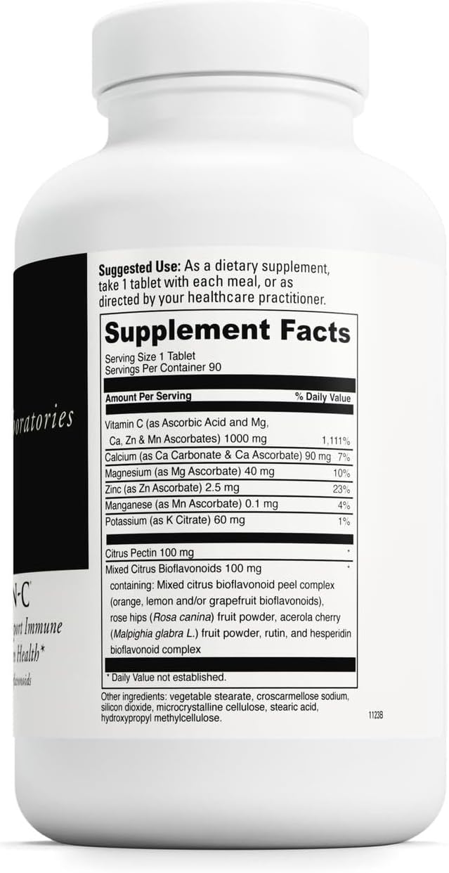 DAVINCI Labs Poten-C - Support Immune System Function &amp Collagen Health* - Vitamin C Calcium Magnesium Zinc Potassium Manganese &amp Bioflavonoids - Vegetarian - Gluten-Free - 90 Tablets