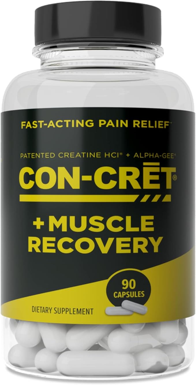 CON-CRET Creatine HCl + Muscle Recovery with Alpha-GEE® Supports Muscle Recovery Reduces Soreness Restores Muscle Health 90 Capsules