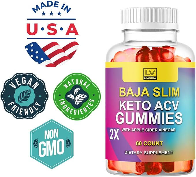 (3 Pack) Baja Slim Keto Gummies - Baja Slim Gummy Supplement Support Advanced Formula BajaSlim ACV Keto 1050MG - Apple Cider Vinegar All Natural Gomitas Green Tea Reviews 180 Gummies