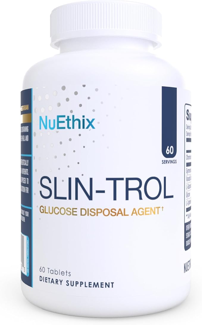 NuEthix Formulations SLIN-Trol Glucose Disposal Agent Pills for Men &amp Women Nutrient Partitioning Supplement with Chromium Polynicotinate &amp Glycine Effective Carb Absorption Non-GMO 60 S