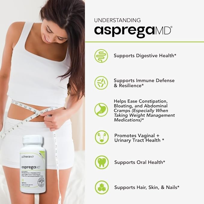ScimeraMD® AspregaMD 30CT Probiotic + Prebiotic MultivitaminMD Multiminerals and FocusMD Brain Support Supplement for Digestive Health Wellness and Cognitive Health Support