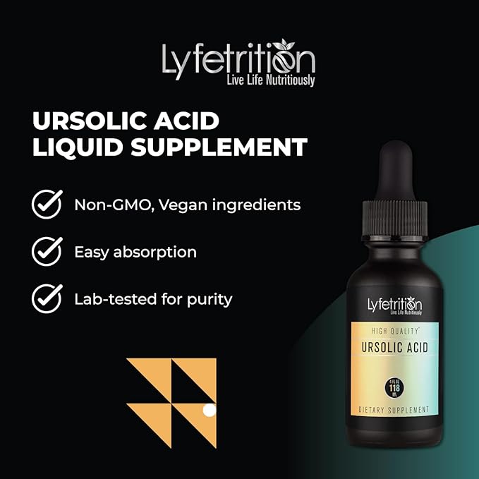 Lyfetrition Ursolic Acid with Rosemary Extract 118 ml 4 FL Oz Liquid 220 Servings Made in USA Quick Absorption Potent Ingredients Non-GMO