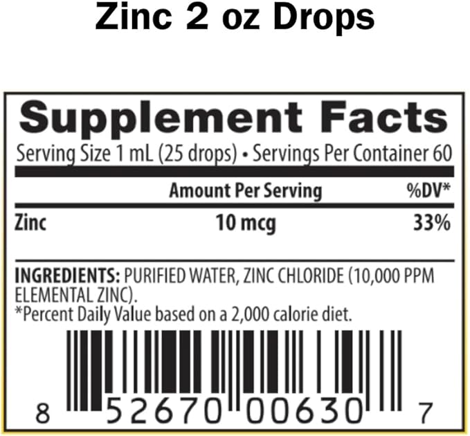 Zinc Ionic Mineral Water Ultimate Concentrate 10000 ppm 2 fl. oz.