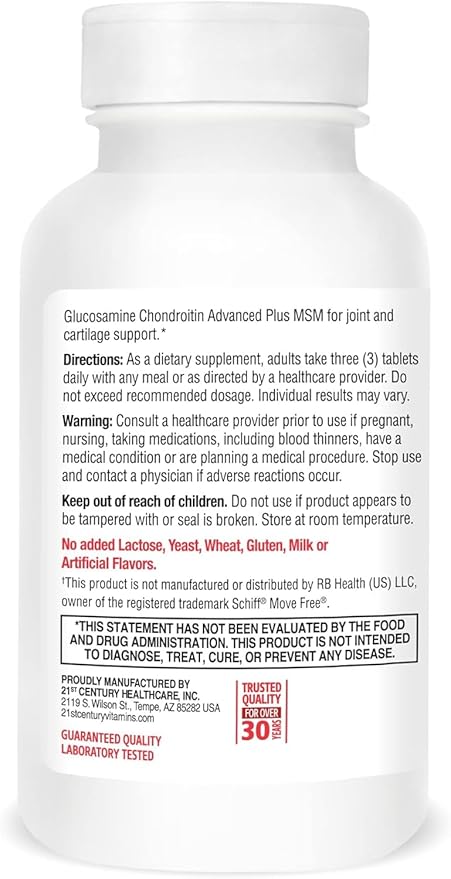21St Century Glucosamine Chondroitin Advanced with Msm - 120 Tablets (Pack of 2)