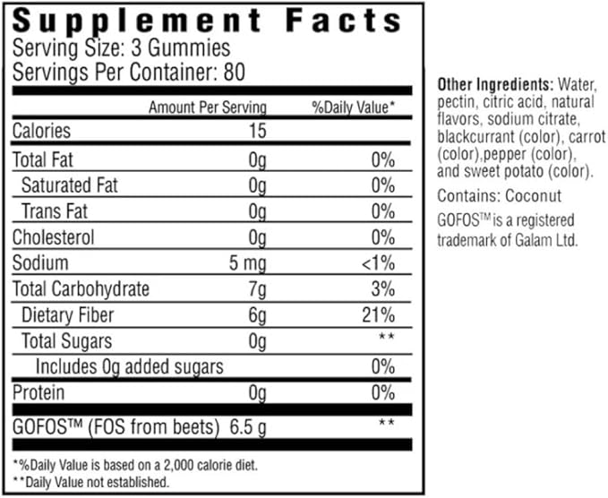 CONTR FRM Fiber Gummies Sugar Free G6 Fiber PER Serving Mixed Fruit Flavor 240 CT