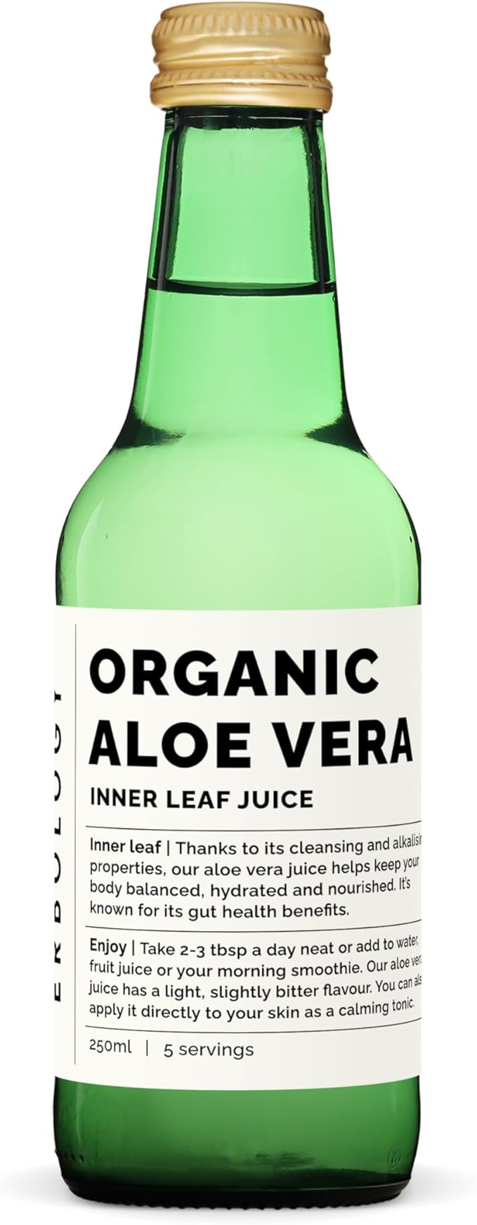 100% Organic Aloe Vera Juice 8.5 fl oz - Supports Immunity &amp Gut Health - Straight from Farm in Spain - Undiluted - No Added Sugar or Artificial Preservatives - Non-GMO - Recyclable Glass Bottle