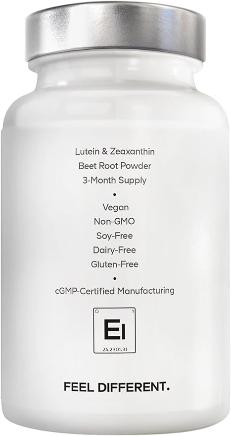 Amen Eyes Lutein Zeaxanthin Supplement - Eyes Vitamins - Lutein and Zeaxanthin from Marigold Extract Red Beet Root Powder Black Pepper Fruit Extract - 3-Month Supply Eye Care - Non-GMO - 90 Capsules