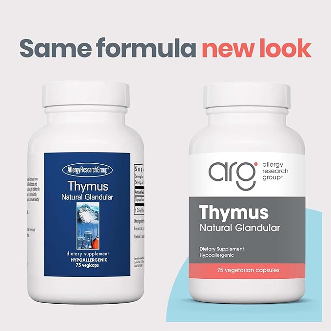Allergy Research Group Thymus Supplement - Thymus Tissue Glandular Extract 1000mg Raw Thymus Glandular Ovine Lyophilized Hypoallergenic - 75 Count