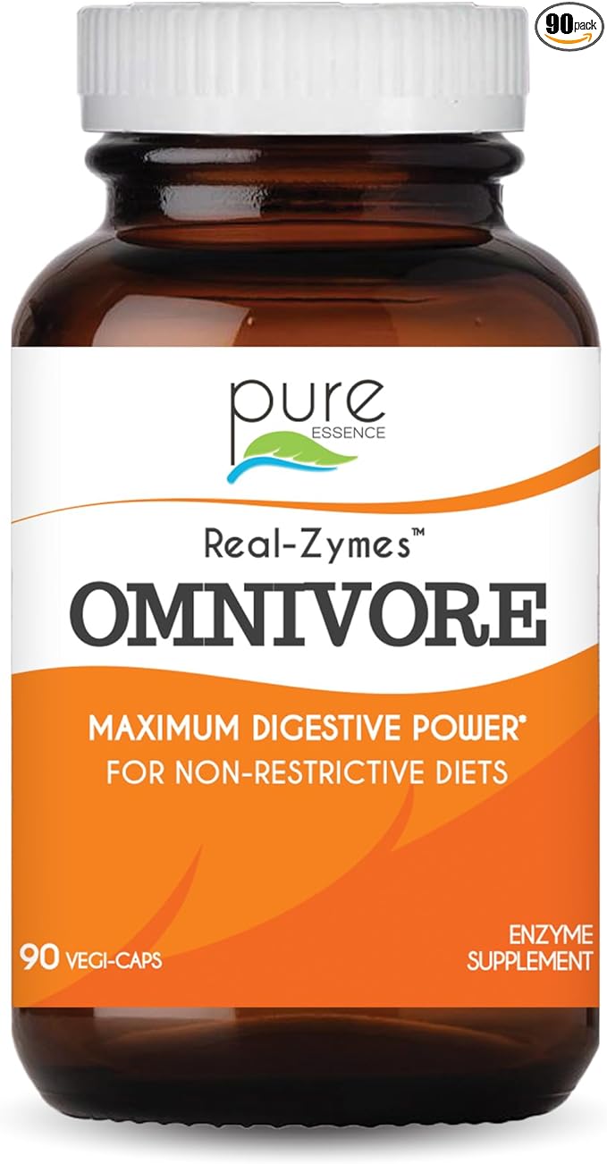 Real-Zymes™ OMNIVORE Digestive Enzymes Supplement with Probiotics for Better Digestion - Natural Support for Relief of Bloating Gas Belching Diarrhea Constipation IBS etc. - 90 Caps