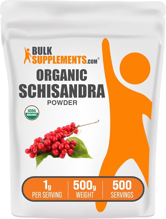 BulkSupplements.com Organic Schisandra Powder - Organic Schisandra Supplement from Schisandra Berry - Gluten Free - 1g per Serving 500g (1.1 lbs) (Pack of 1)