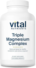 Vital Nutrients Triple Magnesium Complex Supplement - Vegan Magnesium Glycinate Malate &amp Oxide 250mg - Easily Absorbed Magnesium Supplement for Stress Muscle Heart Bone Support - 180 Capsules