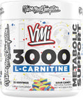 VMI Sports L-Carnitine 3000 Powder | 3000 mg L-Carnitine | Metabolic Support Maximum Absorption Formula | Great Taste for Men &amp Women | 30 Servings (30 Servings Sour Candy)