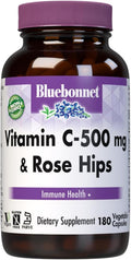 Bluebonnet Vitamin C 500 mg Plus Rosehips Vegetable Capsules 180 Count