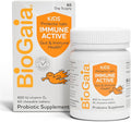 BioGaia Immune Active Kids | Probiotic + Vitamin D | for Digestive &amp Immune Health | Ages 3+ | Allergen Dairy Soy &amp Gluten Free | Trusted By Pediatricians | 60 Day Supply | Orange Flavored C