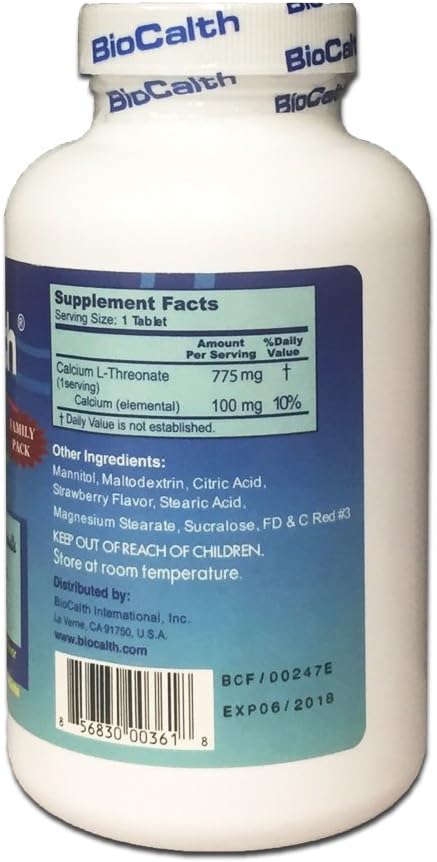BioCalth® Chewable L-threonate Calcium Tablets Strawberry Flavor Patented Calcium Supplement