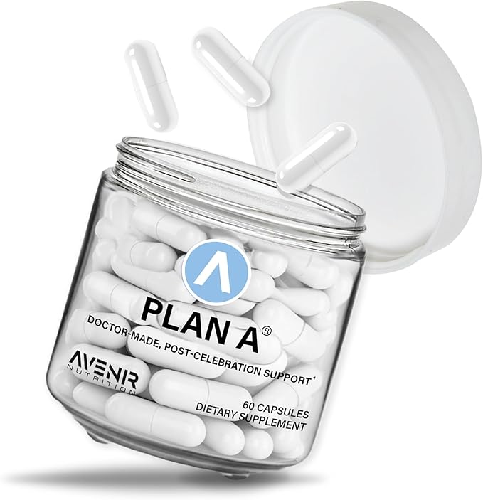 Avenir Nutrition Plan A - Post-Celebration Relief &amp Morning Restore Dehydration &amp Headache Support - Dihydromyricetin DHM &amp L Cysteine - 45 Capsules