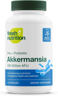 Fresh Nutrition Akkermansia Muciniphila Probiotic 500M AFU for GLP-1 Production - Pre + Probiotic Supplement - 30 Capsules