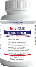 New Serra-125k Serrapeptase Enzyme 125000 SPU Per Capsule - 90 High Potency Delayed Release Caps Up to 6X More Potent Than Other Serrapaptase - Extra Strength Non-GMO Gluten Free Vegan (Pack of 3)