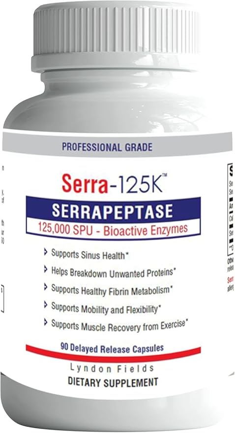 New Serra-125k Serrapeptase Enzyme 125000 SPU Per Capsule - 90 High Potency Delayed Release Caps Up to 6X More Potent Than Other Serrapaptase - Extra Strength Non-GMO Gluten Free Vegan (Pack of 3)