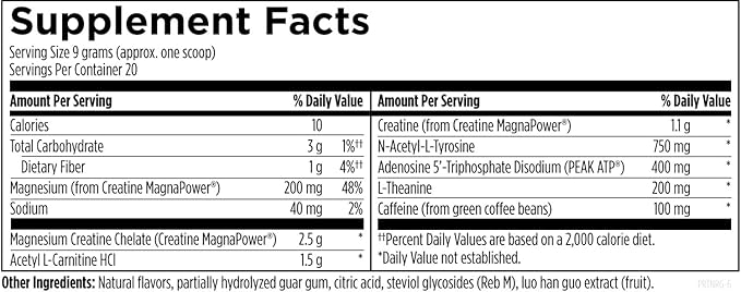 Designs for Health PreTrain NRG Drink Mix - Pre-Workout Powder with Creatine + Green Coffee - Supports Focus Power + Mental Energy in Athletes - None-GMO Cherry Lime Flavor (20 Servings / 180g)