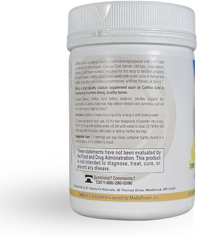 Dr. Newton’s Naturals CalMax Gold Powder Drink Mix - 2:1 Ratio of Calcium &amp Magnesium with Vitamin C + Essential Trace Minerals to Support Post Workout Recovery Muscles Sleep Bones -5 oz can