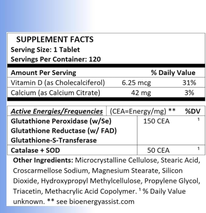 Catalase Superoxide Dismutase (SOD) and Glutathione Frequencies- 120 Tablets