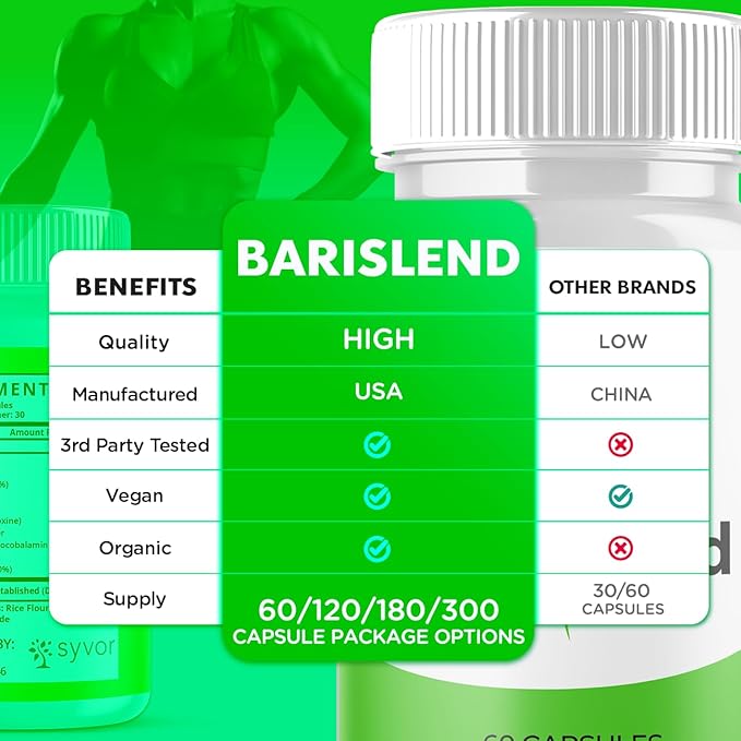 (2 Pack) Barislend Capsules Official Barislend Pink Salt Pills with All Natural Ingredients Bari-Slend Advanced Formula Vitamin Pills for Health and Wellness Support for Men and Women (120 Capsules)