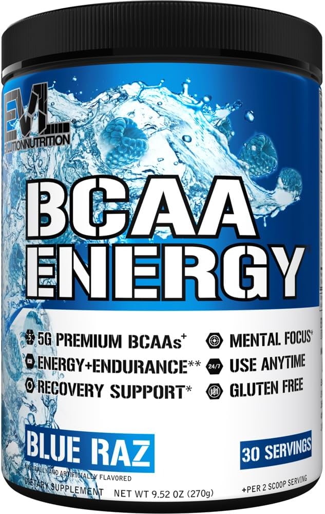 Evlution Replenishing BCAAs Amino Acids Powder for Pre &amp Post Workout (Blue Raz and Cherry Lime 30 Servings Each)