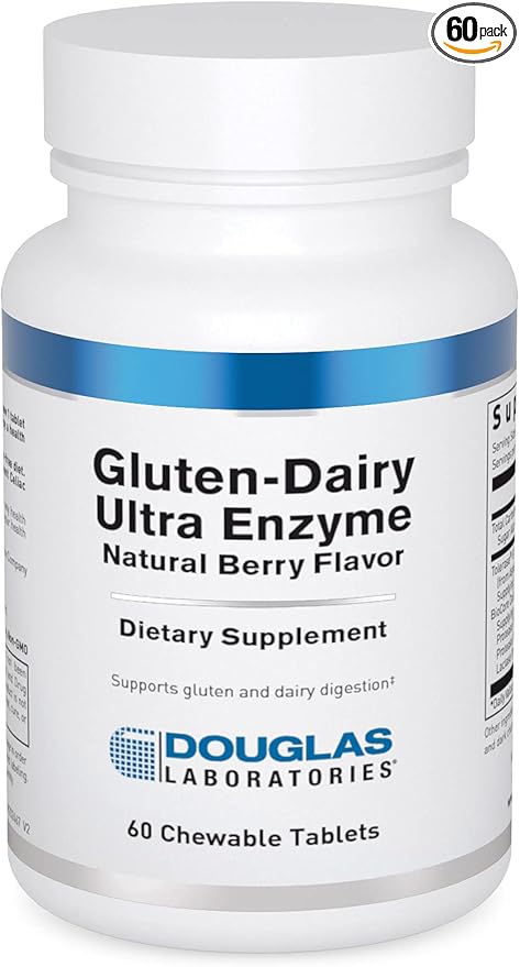 Douglas Laboratories Gluten-Dairy Ultra Enzyme | Gluten and Dairy Digestion Support | 60 Chewable Tablets