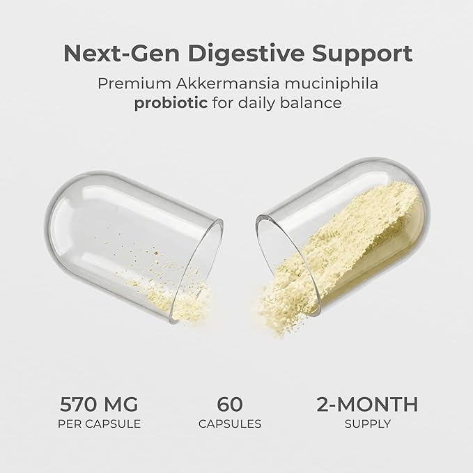 Neurogan Akkermansia Muciniphila Probiotic + Supplement - 30 Billion CFU - Probiotics for Digestive Health &amp Cellular Support – Probiotic Capsules Women - 2 Month Supply 60 Count Made in USA