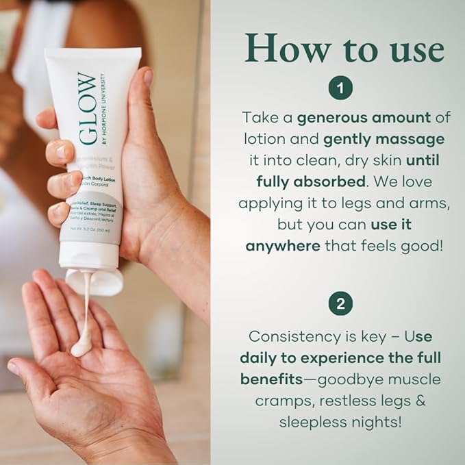 Glow Botanica Magnesium Lotion with Collagen - Calming Magnesium Cream - Bedtime Routine Sleep Lotion - The Highest Concentration of Genuine Zechstein Magnesium Chloride (Pack of 1)
