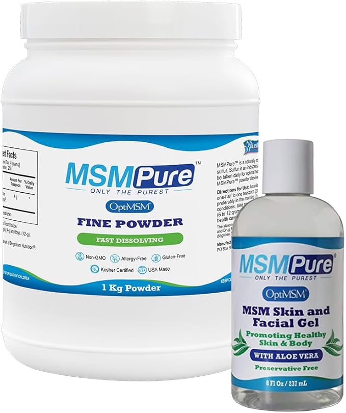 KALA HEALTH MSMPure MSM Fine Powder 2.2lb and MSM Gel with Organic Aloe 8oz Bundle
