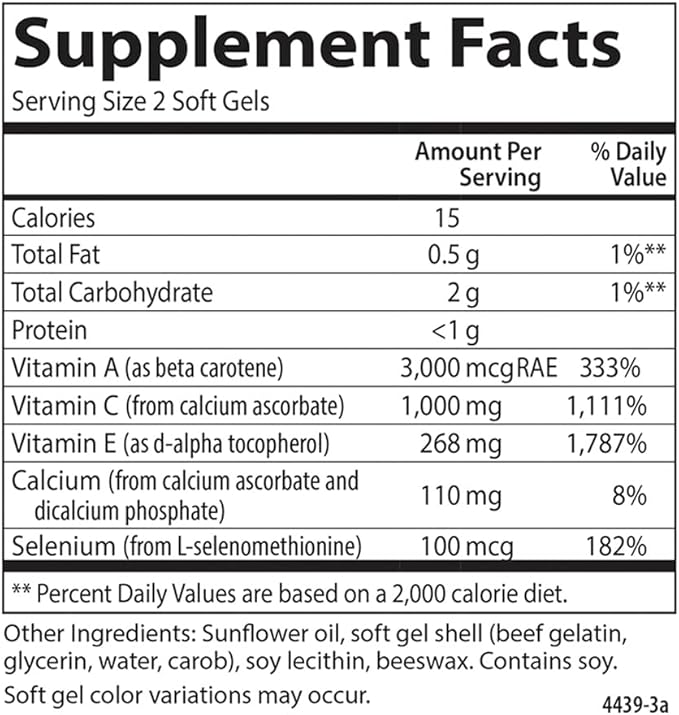 Carlson - ACES Vitamins A C E + Selenium Cellular Health &amp Immune Support Antioxidant 90 Softgels