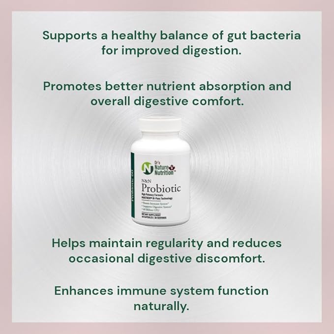 Dr's Nature &amp Nutrition Probiotic 60 Billion CFU with Clinically Studied Strains for Digestive &amp Immune Support - 60 Veggie Capsules
