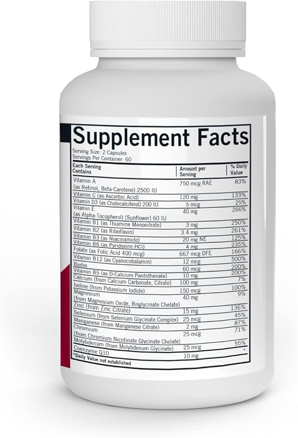 Kirkman - Children’s Multivitamin &amp Mineral Capsules - 120 Capsules - Potent Broad Spectrum Vitamin/Mineral Supplement - with Coenzyme Q-10 - No Artificial Colors or Flavors