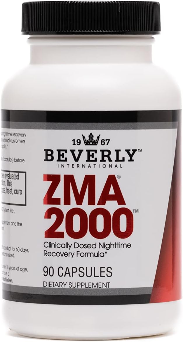 Beverly International ZMA 2000 90 Capsules. BI’s Formulation is Designed to Improve Muscle Strength Endurance Immune System Support and Recovery Post Training. Zinc Magnesium Aspartate + Vitamin B6