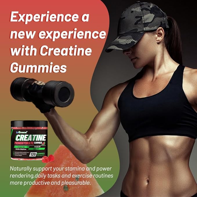 inGreens Creatine Monohydrate Gummies 6g for Men &amp Women Sugar-Free Creatine Chewables with Betaine Alpha GPC Vitamin B6 &amp B12 Natural Berry Flavor Gluten-Free 120 Count
