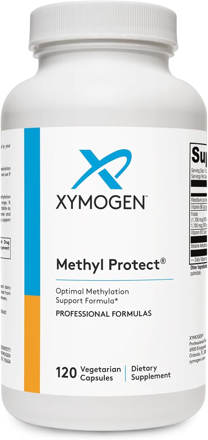 XYMOGEN Methyl Protect - 3400 mcg 5-MTHF (5-Methyltetrahydrofolate) - Cardiovascular &amp Neurological Support - Activated Vitamin B Supplement - Vegetarian &amp gluten-free - 120 Capsules